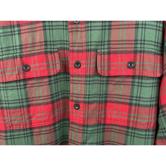 LL Bean Fleece Lined Flannel Shirt Men’s Small Reg Traditional Fit Red Plaid - Picture 4 of 15